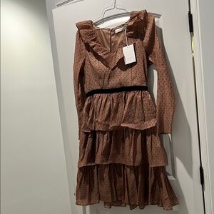 Ruffled Brown Polka Dot Dress
